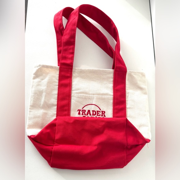The Viral Trader Joe's Mini Canvas Tote Bag in Original Red NWOT - Picture 3 of 6